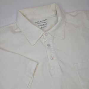 Outerknown Polo Shirt‎ Mens Small Off White Short Sleeve Orangic Cotton Casual
